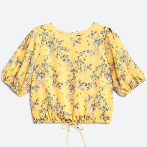 VINCE CAMUTO TIE FRONT ROSEY VINES BLOUSE
